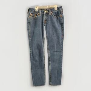 True Religion Stella Straight/Skinny Jeans Size 28 Big Stitching World Tour